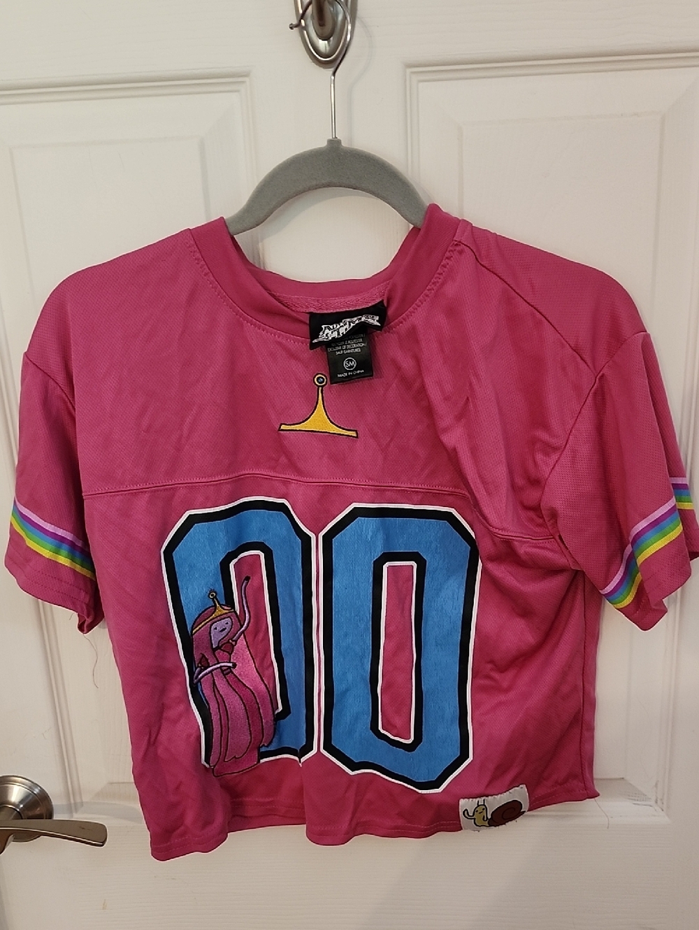 Adventure Time Pink Crop Top with Blue Number 00